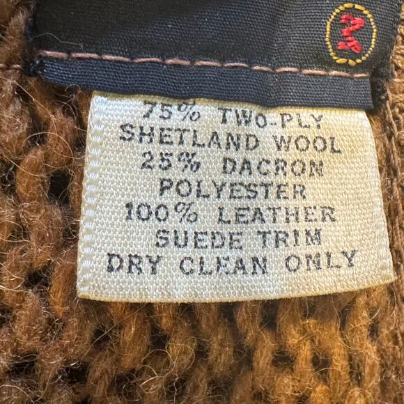 Vintage Arrow Size Medium 2 Ply Shetland Wool Suede Kurt Cobain Style Cardigan - Picture 8 of 8